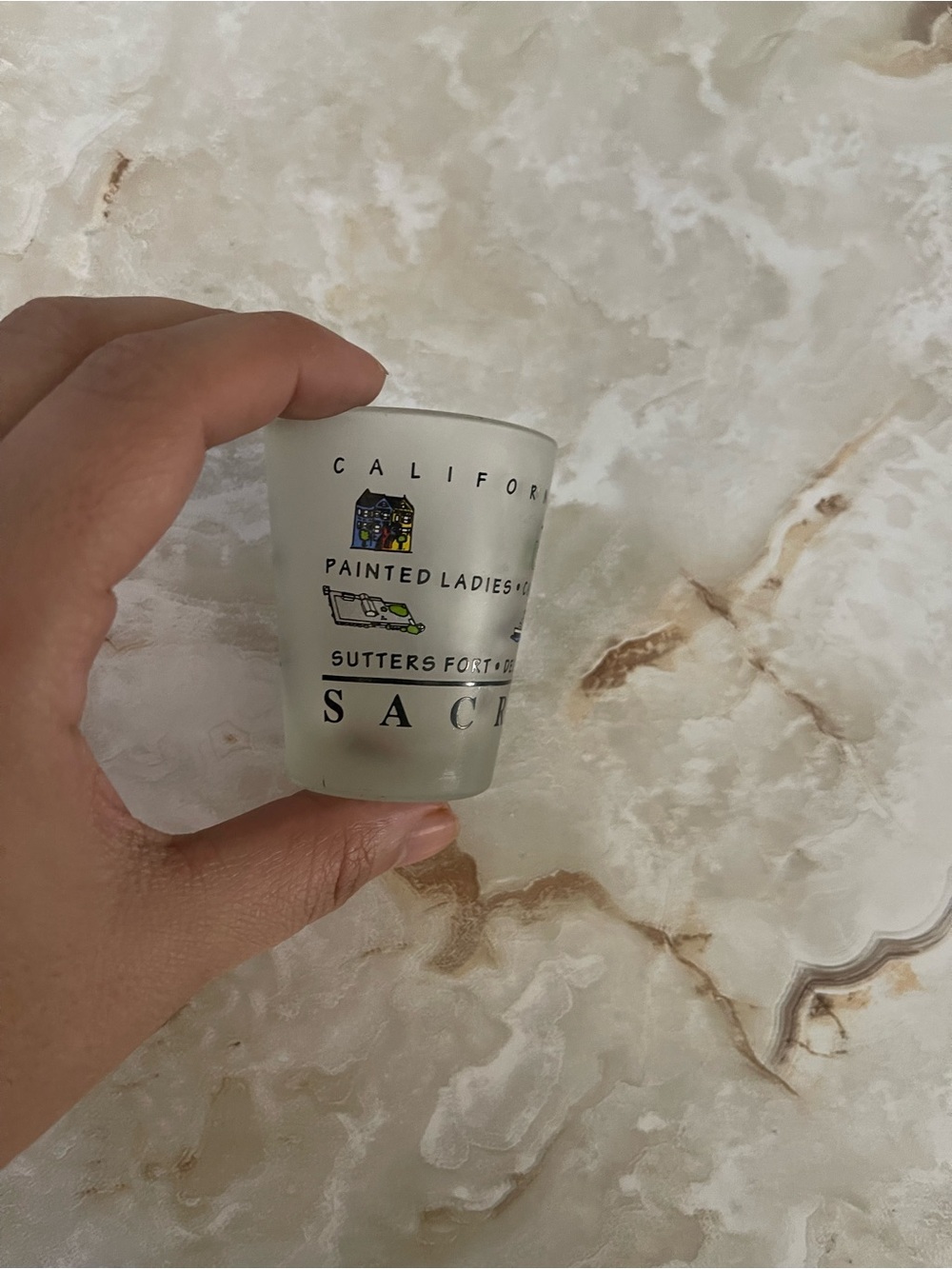 Sacramento Collectible Shot Glass with Painted Ladies Graphic